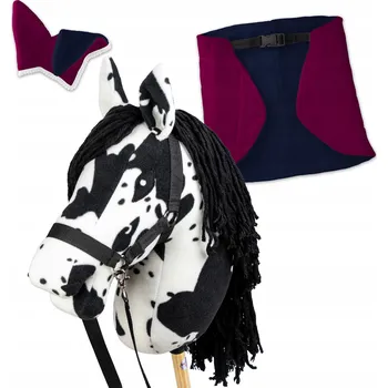 Hobby horsing Sada Skippi - Hobby Horse Karo - strakatá - Deka fuchsiová a granátová
