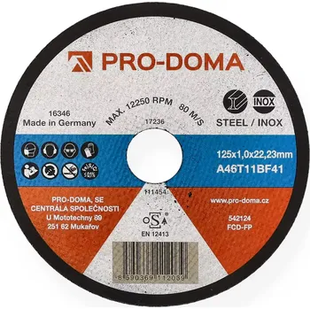 Řezný kotouč Kotouč řezný ocel nerez PRO-DOMA – 125×1 mm