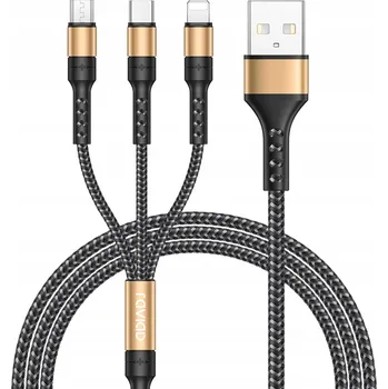 Datový kabel Kabel RAVIAD USB - USB typ C / microUSB / Lightning 1,2 m červený