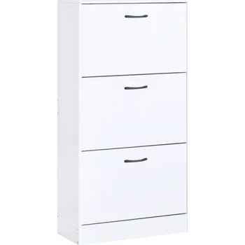 Botník Bílý 3-řadý botník BOTORIA s výklopnými šuplíky, 60x24x116 cm