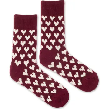 Dámské oblečení Vlněné ponožky Vlnáč Srdce bordó M (39-42)