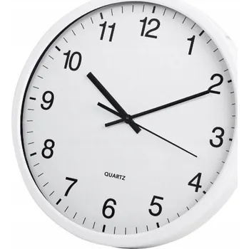 Hodiny Nástěnné hodiny TOE bílé kovové sklo na baterie 30 cm