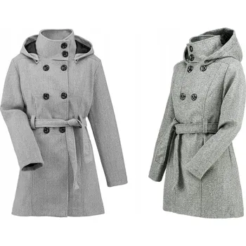 Dámský kabát Kabát Soprato šedý klasický s kapucí zateplený velikost S