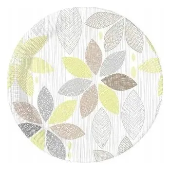 Talíř PAPÍROVÉ TALÍŘKY PASTELOVÉ LISTY 23 CM 8 KS