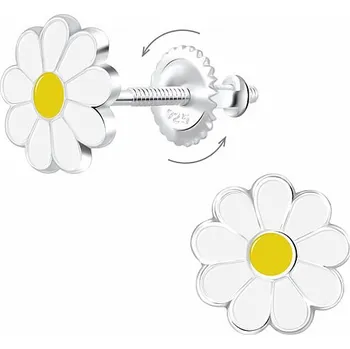 Náušnice Stříbrné náušnice Sedmikráska na šroubek 7 x 7 mm, 0,63 g