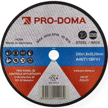 Řezný kotouč Kotouč řezný ocel nerez PRO-DOMA – 230×1,9 mm