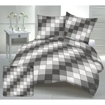 Povlečení Krepové povlečení 160x200 vzor pikniková mřížka šedá