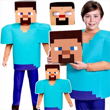 Karnevalový kostým KOSTÝM MINECRAFT PŘEVLEK PRO CHLAPCE STEVE SADA MASKA KOSTÝM NA PLES