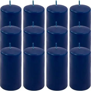 Svíčka Sada sloupových svíček, 11,5 cm, Ø 6 cm, modré, 12 ks