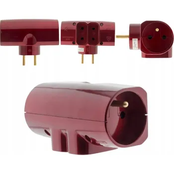 Elektrická zásuvka ROZBOČKA SÍŤOVÝ ROZDVOJKA 4 ZÁSUVKY /2X16A + 2X6A/ BORDÓ LIŠTA