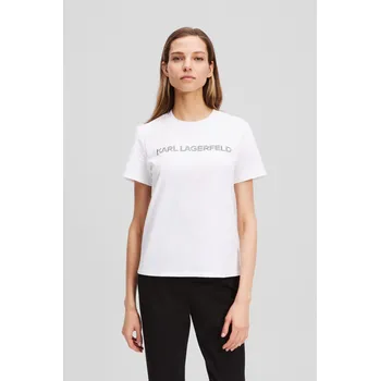 Dámské tričko TRIČKO KARL LAGERFELD ELONGATED LOGO T-SHIRT WHITE