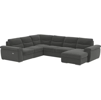 Sedací souprava Rozkládací sedací souprava s elektrickou funkcí výsuvu, grafitová, levá, HELLA ROH U