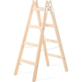 Štafle malířské PREMIUM, 4 příčky, dřevěný žebřík, 150kg