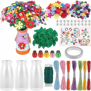 Obraz KREATIVNÍ VÝTVARNÁ SADA PRO HOLČIČKU KVĚTINY KYTICE VE VÁZE BARVY