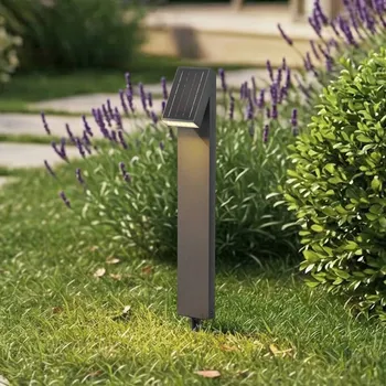 Venkovní osvětlení Prios LED solární svítidlo Lestor, antracitové, stmívatelné, IP65 - Noha – šířka 8,5 cm, výška 50 cm, hloubka 9 cm antracitová 1 x 4,3 W LED - Doprava zdarma