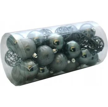 Vánoční dekorace Vánoční Baňky nerozbitné ŠEDÉ 6cm Tuba 30ks