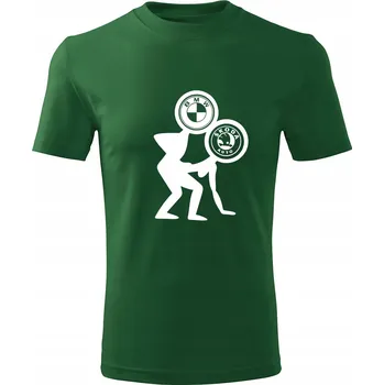 Pánské tričko Tričko Pánské tričko D220 BMW VS ŠKODA zelené vel 3XL