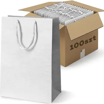 Dárková taška Papírová taška Allbag 24x9x32 cm BÍLÁ PRESTIGE SADA 100 ks