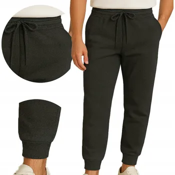 Pánské tepláky Jogger se stahovacími lemy a kapsami, grafitové, velikost L