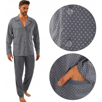 Pánské pyžamo Sesto Senso pánské pyžamo Pyjamas_Buttons_A s dlouhým rukávem, velikost XL