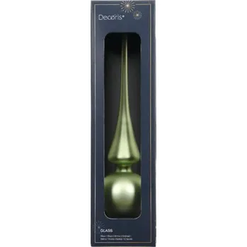 Vánoční dekorace Vánoční špička na stromek skleněná 26 cm matcha zelená