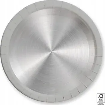 Talíř Papírové talířky STŘÍBRNÉ Narozeniny Oslava Gril Silvestr 23cm 8 ks