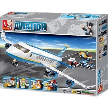 ostatní stavebnice Stavebnice SLUBAN dopravní letadlo letiště auta lidé 463 dílů 7 figurek