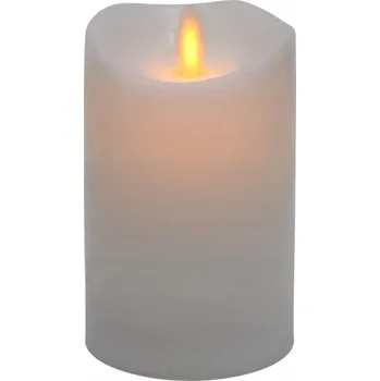 Svíčka Hřbitovní Svíčka LED náhrobní svíčka 2xAA s efektem plamene, bílá, stálé světlo/časovač, 12,5 cm