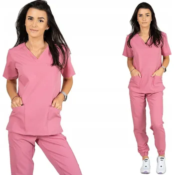 Dámská mikina MIKINA ZDRAVOTNICKÁ dámská elastická moderní SCRUBS s viskózou EMILY RŮŽOVÁ 3XL