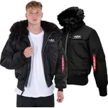Pánská bunda bomber Alpha Industries černá zateplená s kapucí XXL