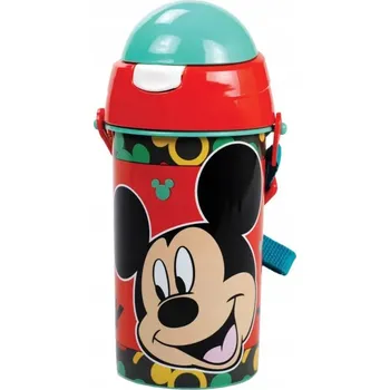 Láhev Plastová lahev s brčkem Disney Mickey Oh Boy s ramínkem 500 ml