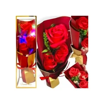 umělá květina STABILIZOVANÁ RŮŽE V KRABIČCE, NÁDHERNÝ KVĚT KYTICE RŮŽÍ PRO DÁREK K VALENTÝNU