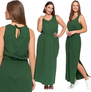 Dámské šaty Šaty maxi Moraj zelené bavlněné 100% L na ramínka