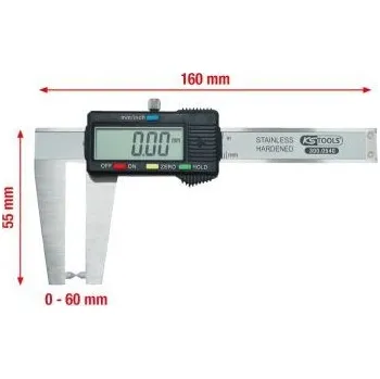Přislušenství brzdového systému KS TOOLS Digitální posuvné měřítko na brzdové kotouče, 0–60 mm, 160 mm, 300.0540