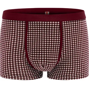 Pánské spodní prádlo Pánské bavlněné boxerky pohodlné CLASSIC bordó kostkované XXL Pako Jeans