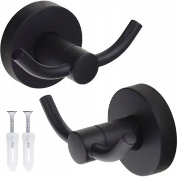 Věšák KOUPELNOVÝ VĚŠÁK NA RUČNÍKY HÁČEK NA ZEĎ ČERNÝ KOVOVÝ DO KUCHYNĚ