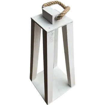 Obraz PEVNÝ DŘEVĚNÝ BÍLÝ LUCERNA 34 CM základ pro dekorace, dekorace