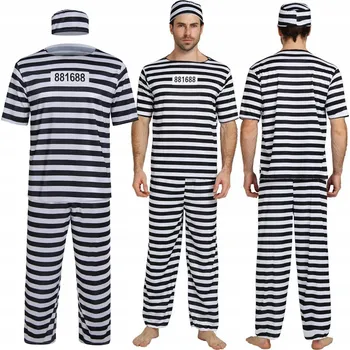 Karnevalový kostým Kostým vězně univerzální pruhovaný převlek Halloween karnevalový ples