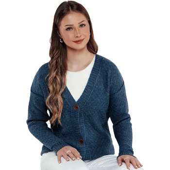 Dámský svetr DStreet dámský svetr modrý klasický do pasu univerzální velikost