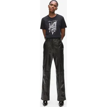 Dámské oblečení KALHOTY KARL LAGERFELD LEATHER PANTS BLACK