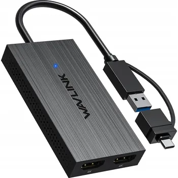 USB hub Adaptér USB 3.1/USB C na duální HDMI, 4K 60 Hz, pro dva monitory k notebooku