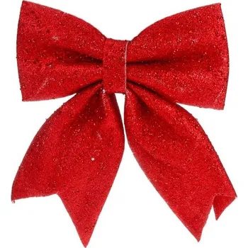 LAALU Vánoční ozdoby - mašle, červená s glitry, 23 x 29 cm