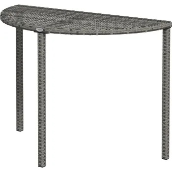 Zahradní stůl Outsunny Balkónový stolek Outsunny, půlkruhový, polyratan+kov, 100x50x74 cm, šedý