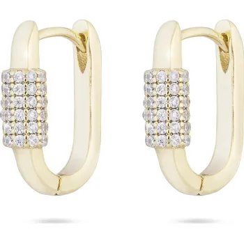 Náušnice Biju Pozlacené náušnice 14K oválek, ozdobený korálkem se zirkony 1002527