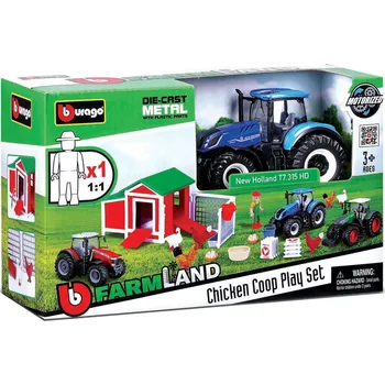autíčko Bburago slepičí Farma s traktorem 1:43