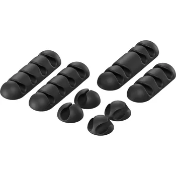 kabelová chránička AlzaPower Cable Clips Mix 8 pcs černý