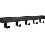 Walteco Dřevěná věšáková lišta z černé MDF s 5 háčky v matné černé
