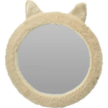 Zrcadlo Home Styling Collection Zrcadlo do dětského pokoje ve tvaru plýšové kočky s ušima, průměr 31 cm