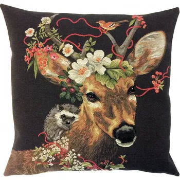 Povlečení Home of Christmas Gobelínový povlak 45 × 45 cm, Jelen s květinovým dekorem