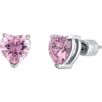 Náušnice LUCA BARRA Ocelové kruhové náušnice s růžovým zirkonem